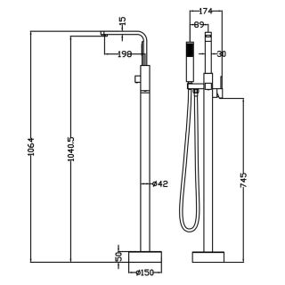 Напольный смеситель для ванны Swedbe Spira 4005 хром